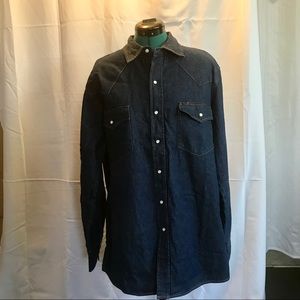 Western style denim shirt flannel lined